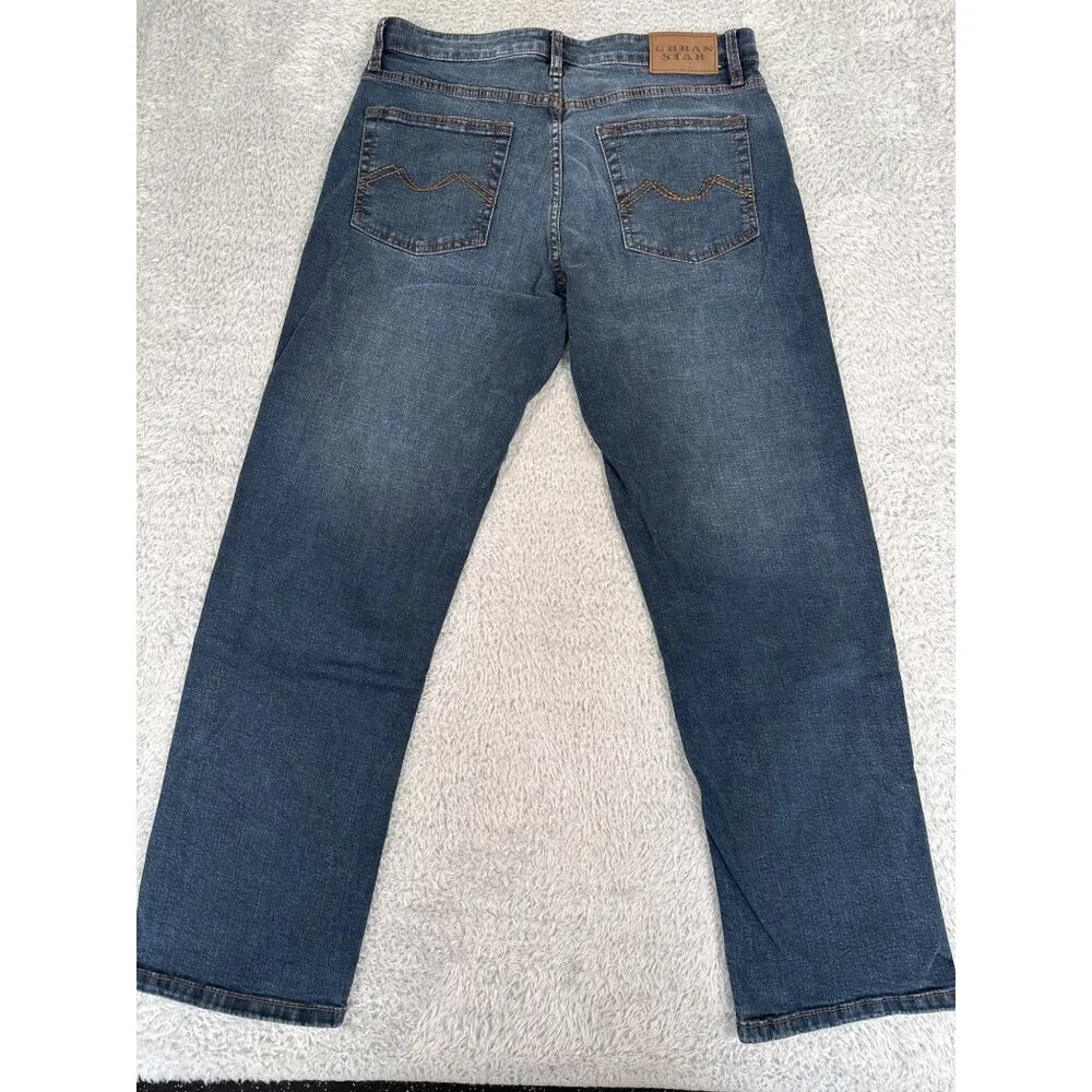 Urban Star Mens 34 Straight Leg Denim Jeans Dark Wash Outdoors Heavy Work - Picture 7 of 9